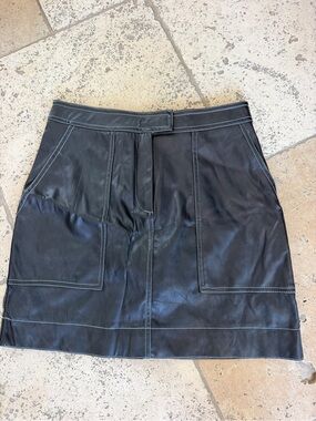 NWT  PRETTY GARBAGE hollis faux leather mini skirt in black M